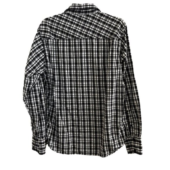 Men's Carbon Black Plaid Long Sleeve Button Down Shirt. Size Large - Picture 2 of 4